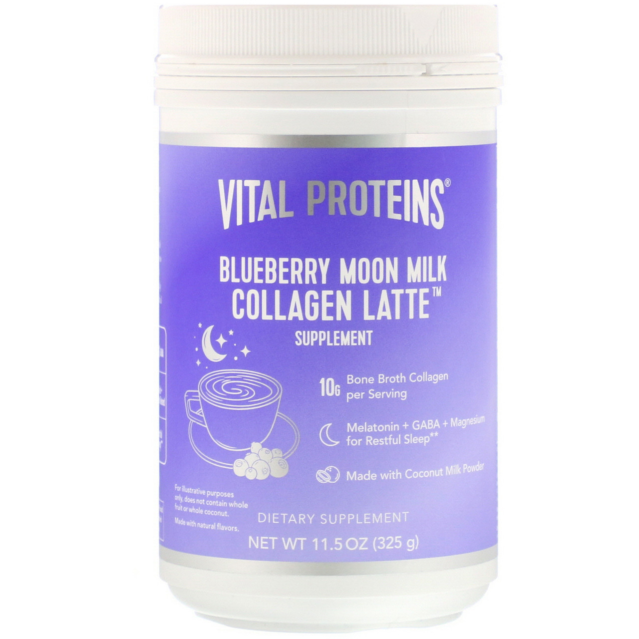 

Vital Proteins, Collagen Latte, Blueberry Moon Milk, 11.5 oz (325 g)