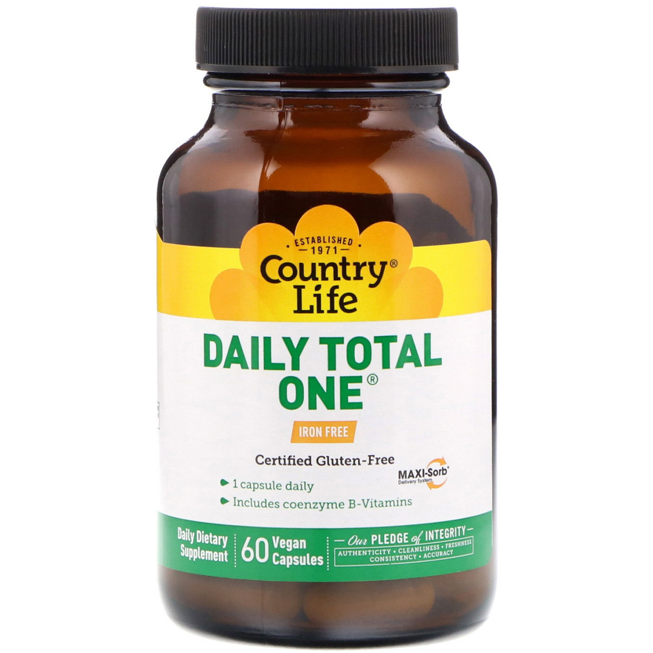

Country Life, Daily Total One, без железа, 60 вегетарианских капсул
