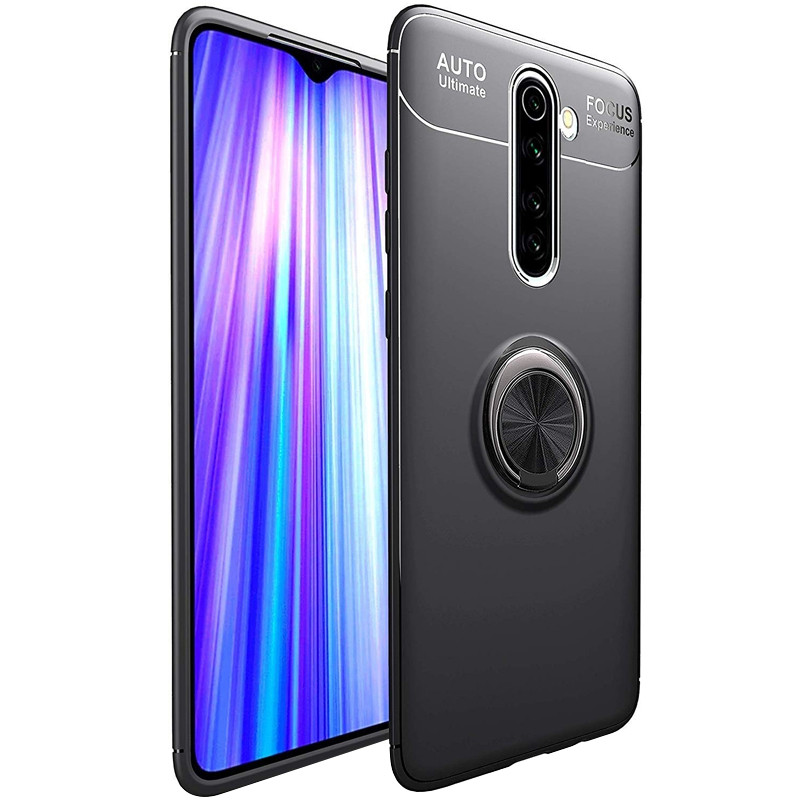 

TPU чехол Deen ColorRing под магнитный держатель (opp) для Realme X2 Pro / Oppo Reno Ace, Черный / черный