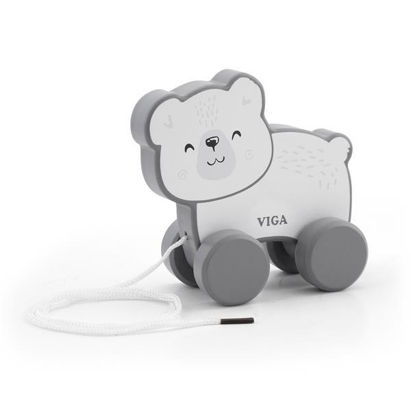 

Деревянная каталка Viga Toys PolarB Белый мишка (44001, Серый;белый
