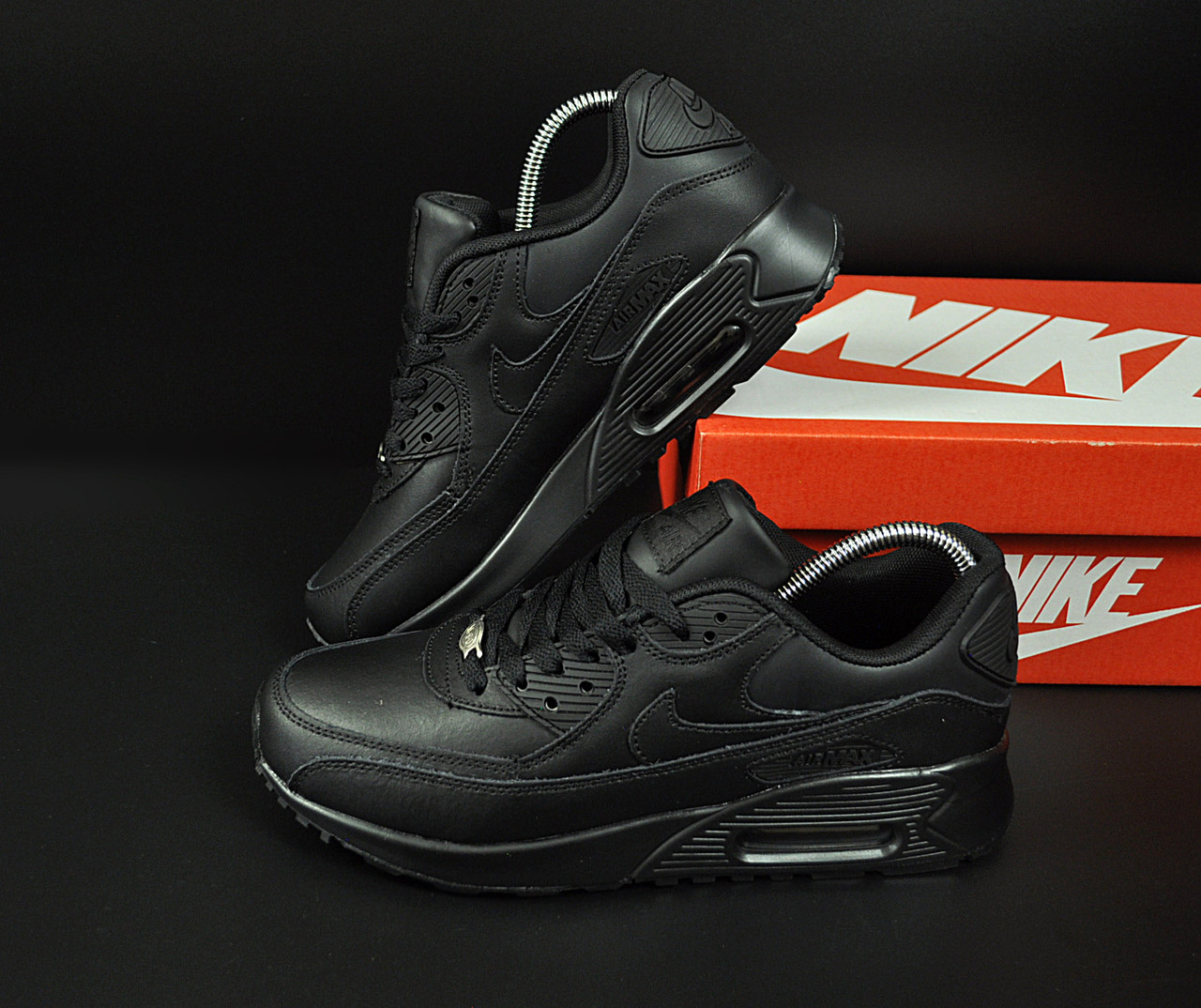 

Кроссовки мужские Nike Air Max 90 черные, Найк Аир Макс 90, натуральная кожа, код KR-20844