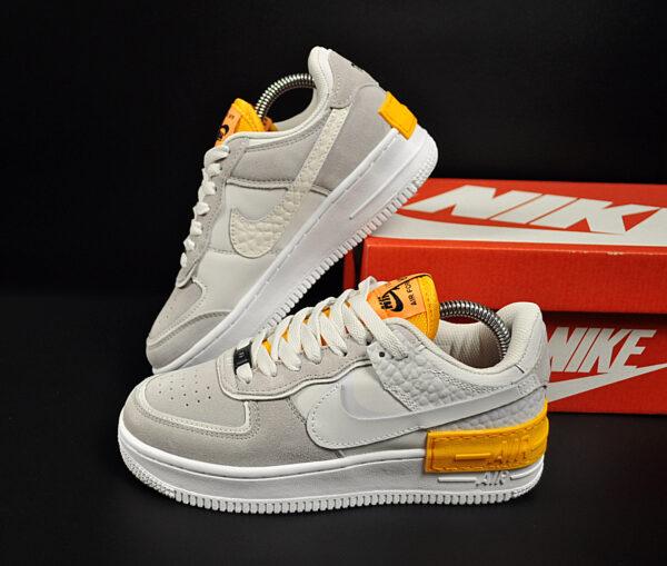 

Кроссовки женские Nike Air Force 1 Shadow серые с желтым, Найк Аир Форс, натуральная кожа, код KR-20840 37