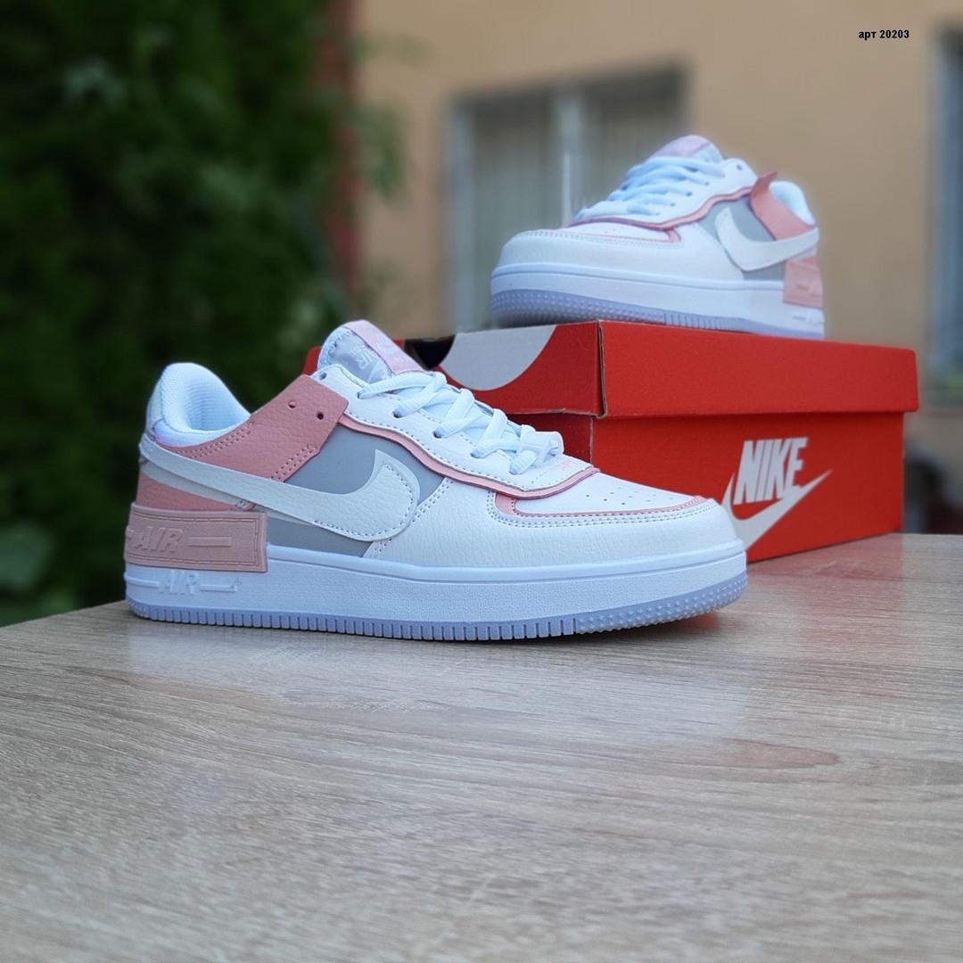 

Кроссовки женские Nike Air Force 1 Shadow белые с пудрой, Найк Аир Форс, прошиты. Код OD-20203 38