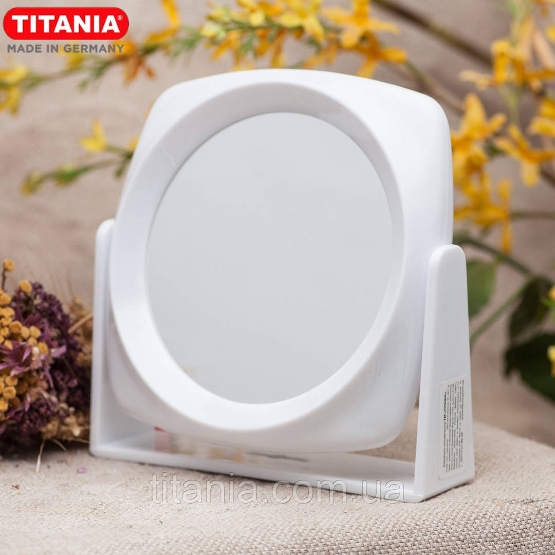 

Зеркало косметическое двухстороннее настольное белое D-18x18см Titania art.1580L, Белый