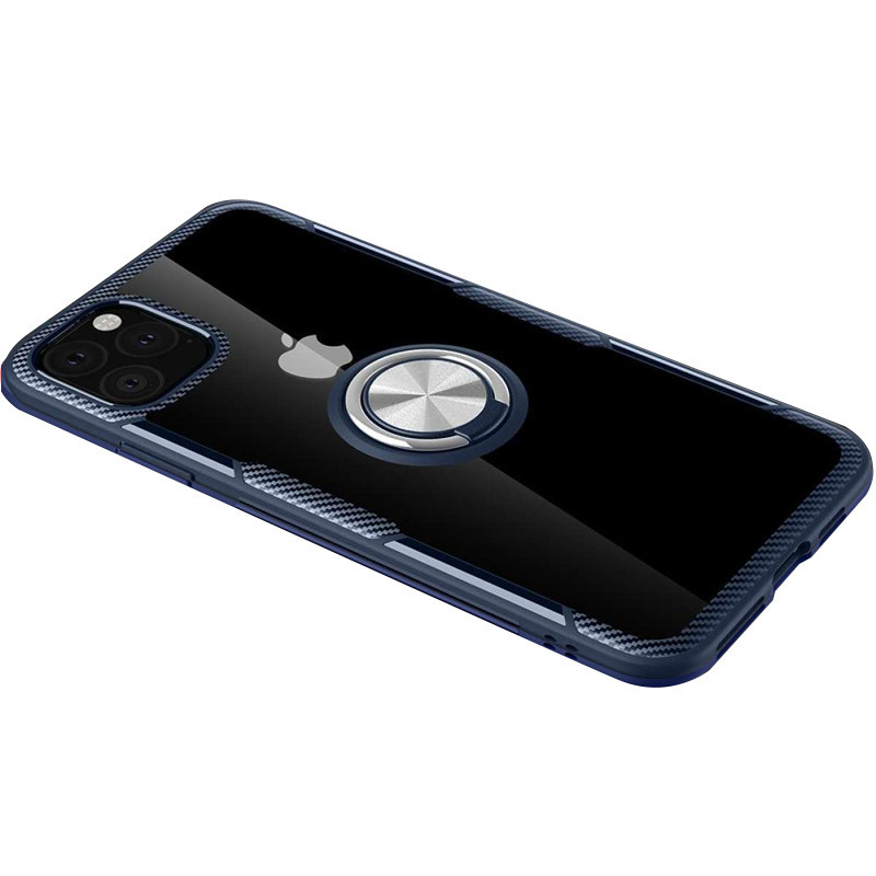 

TPU+PC чехол Deen CrystalRing for Magnet (opp) для Apple iPhone 11 Pro (5.8"), Бесцветный / темно-синий
