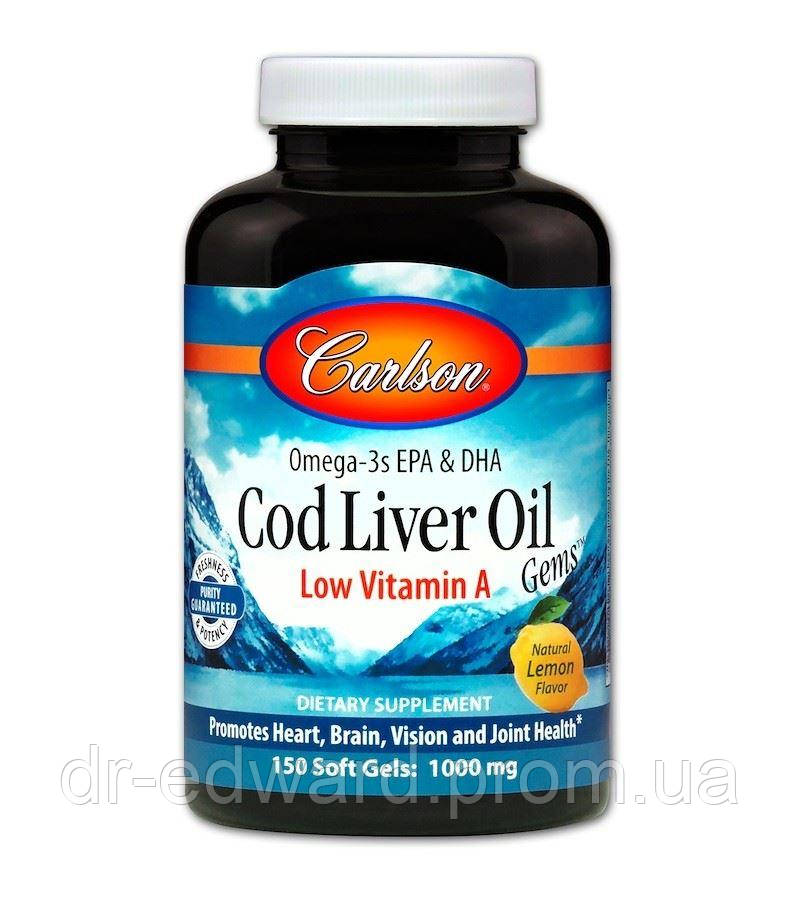 

Рыбий жир из печени трески (Cod liver oil) 1000 мг 150 капсул со вкусом лимона