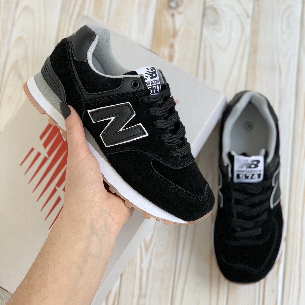 

Кроссовки спортивные женские New Balance 574 кросовки весенние, Черный