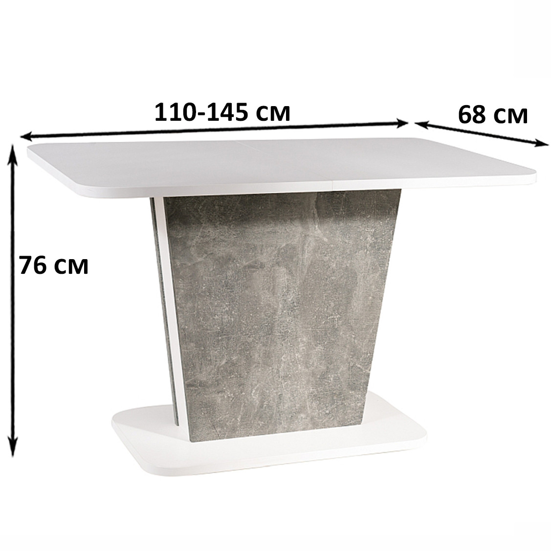 

Маленький белый матовый раздвижной стол Signal Calipso 110-145x68см для кухни на одной ножке под бетон Польша