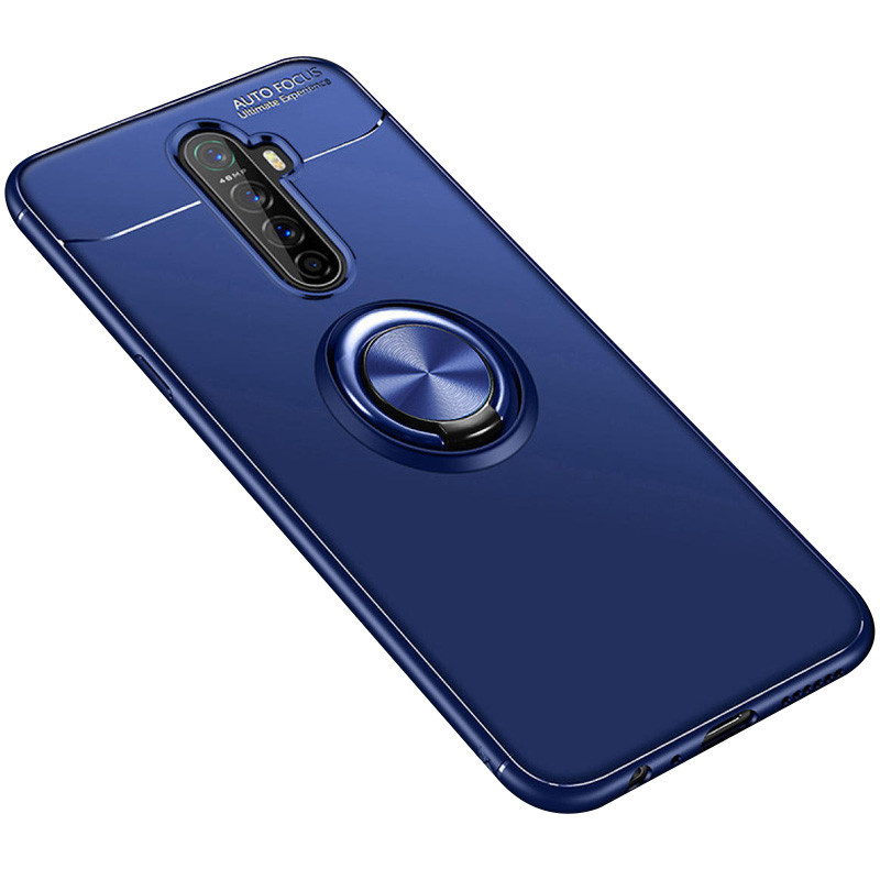 

TPU чехол Deen ColorRing под магнитный держатель (opp) для Realme X2 Pro / Oppo Reno Ace, Синий / синий