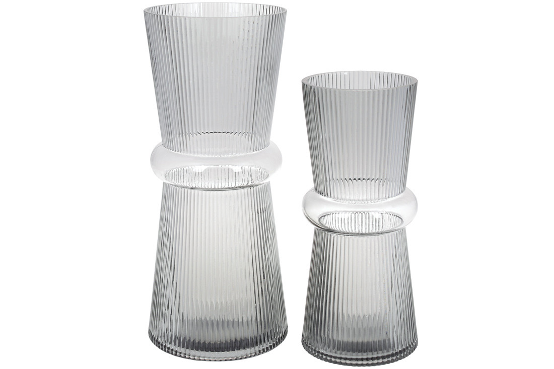 Стеклянная ваза Гамма 39см, цвет - светло-серый