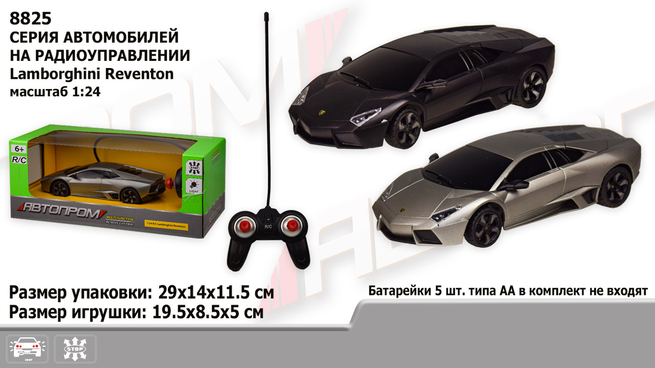 

Машина батар. р/у 8825 (24шт) АВТОПРОМ,1:24 R/C Lamborghini Reventon,2 цвета, в коробке 29*14*11,5см