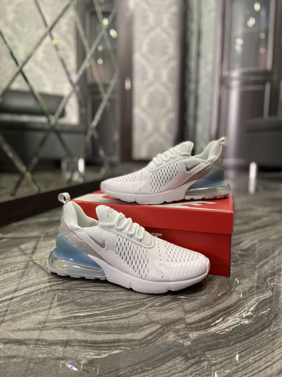 

Мужские кроссовки Nike Air Max 270 White Silver Blue / Найк Аир Макс 270 Белые Серые Синие, Белый