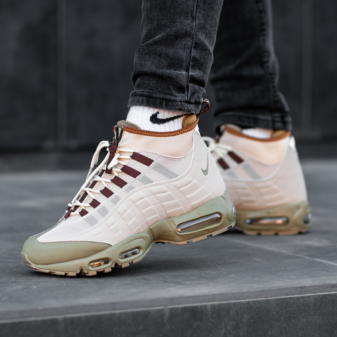 

Мужские зимние кроссовки Nike Air Max 95 Sneakerboot Beige / Термо обувь Найк Аир Макс 95 Сникербут бежевые 44, Бежевый