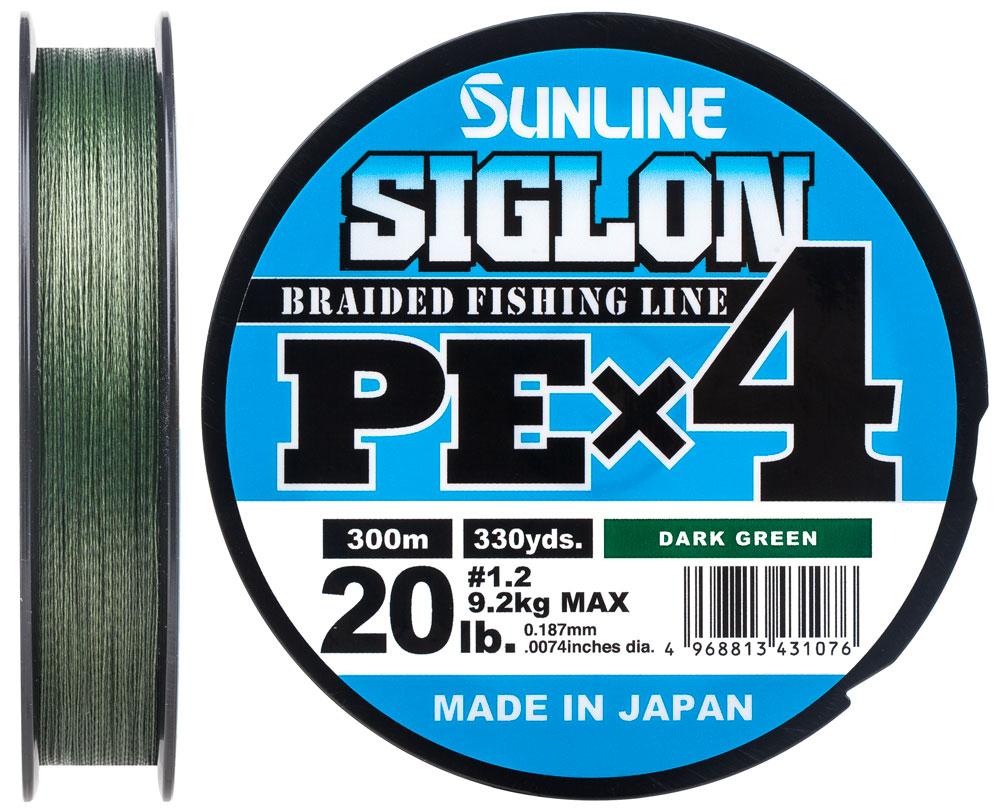 

Шнур Sunline Siglon PE х4 300m #1.2/0.187mm 20lb/9.2kg Темно-зеленый (1658.09.47