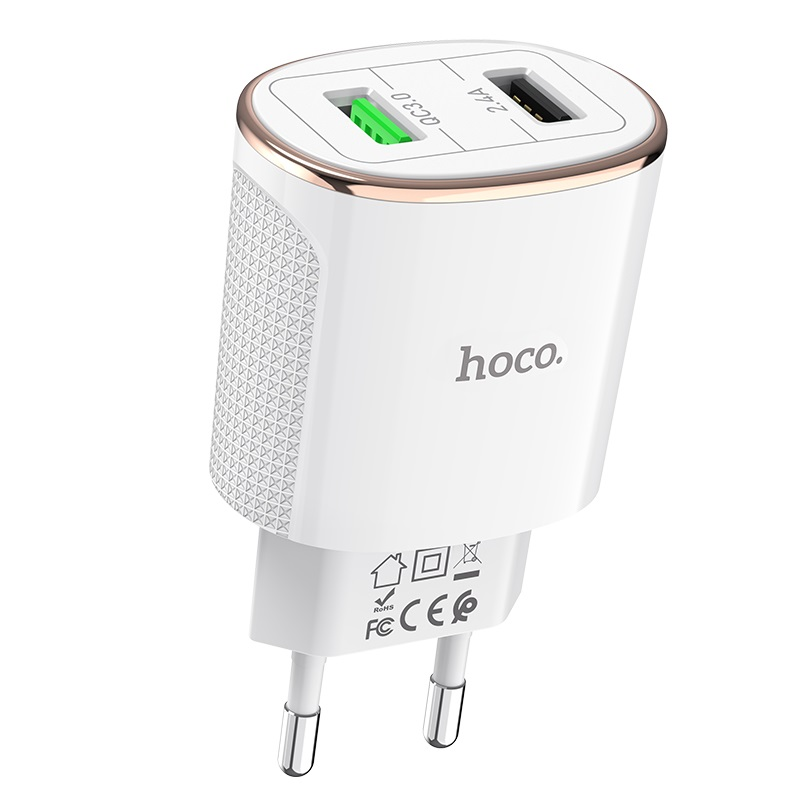 

СЗУ Hoco C60A Prestige 2USB (2.4A+QC3.0) (EU), Белый