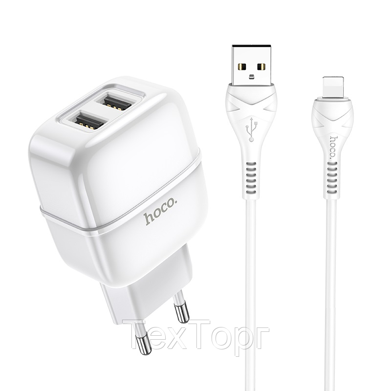 

СЗУ HOCO C77A (2USB/2,4A) + lightning (белый)