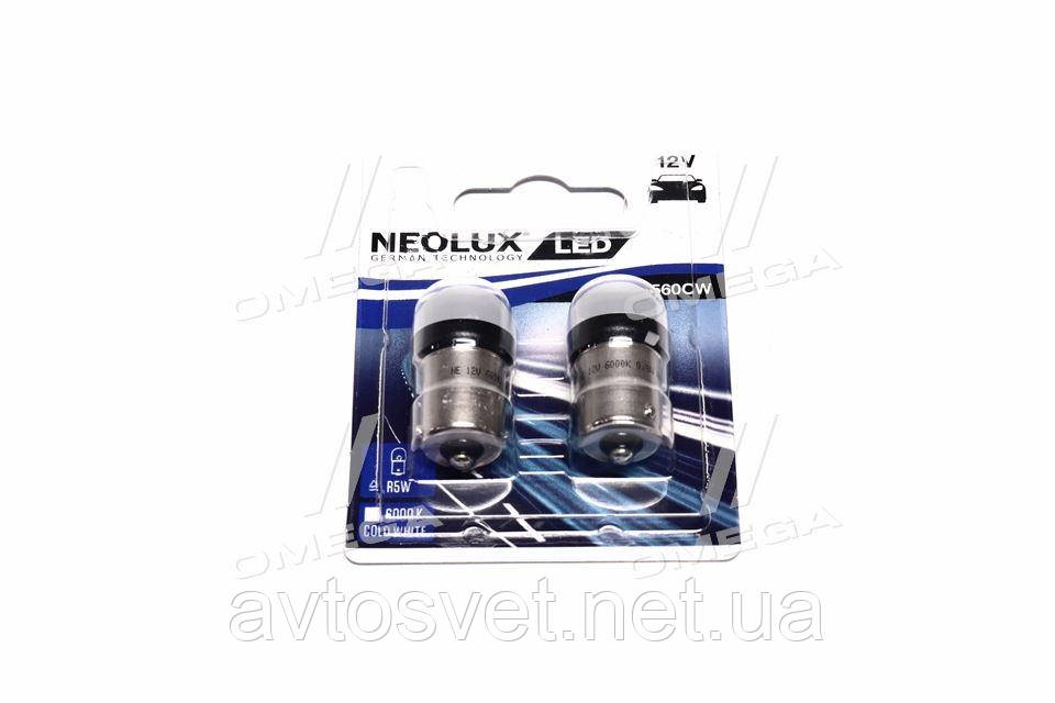 

Лампа светодиодная R5W LED 12V 0,8W ВА15s (2 шт) blister (пр-во Neolux) NR0560CW-02B