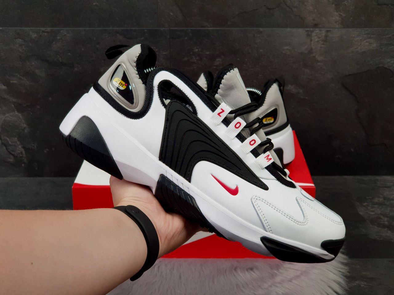 

Кросівки чоловічі в стилі Nike Zoom 2K білі з чорним\червоні