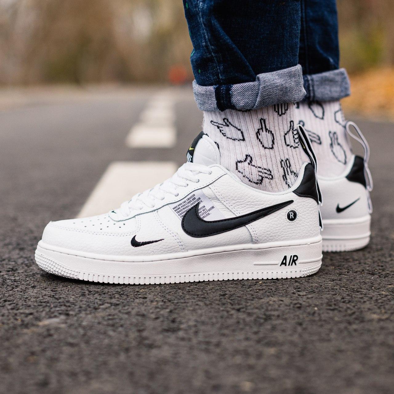 

Мужские кроссовки Nike Air Force Low White Black/ Найк Аир Форс 1 Лоу Белые Черные 42, Белый