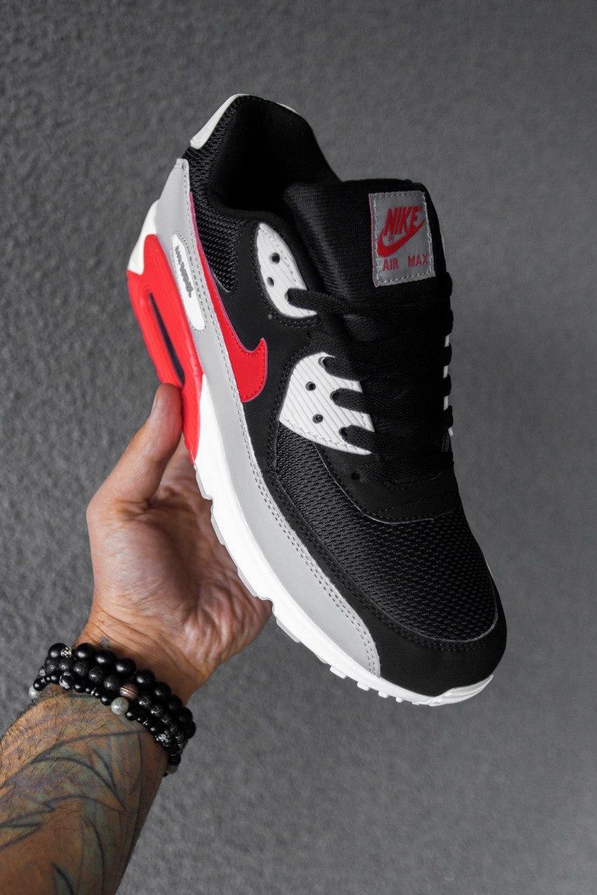 

Мужские кроссовки Nike Air Max 90 "Black/Grey/Red" / Найк Аир Макс 90 Черные/Серые/Красные 42, Черный