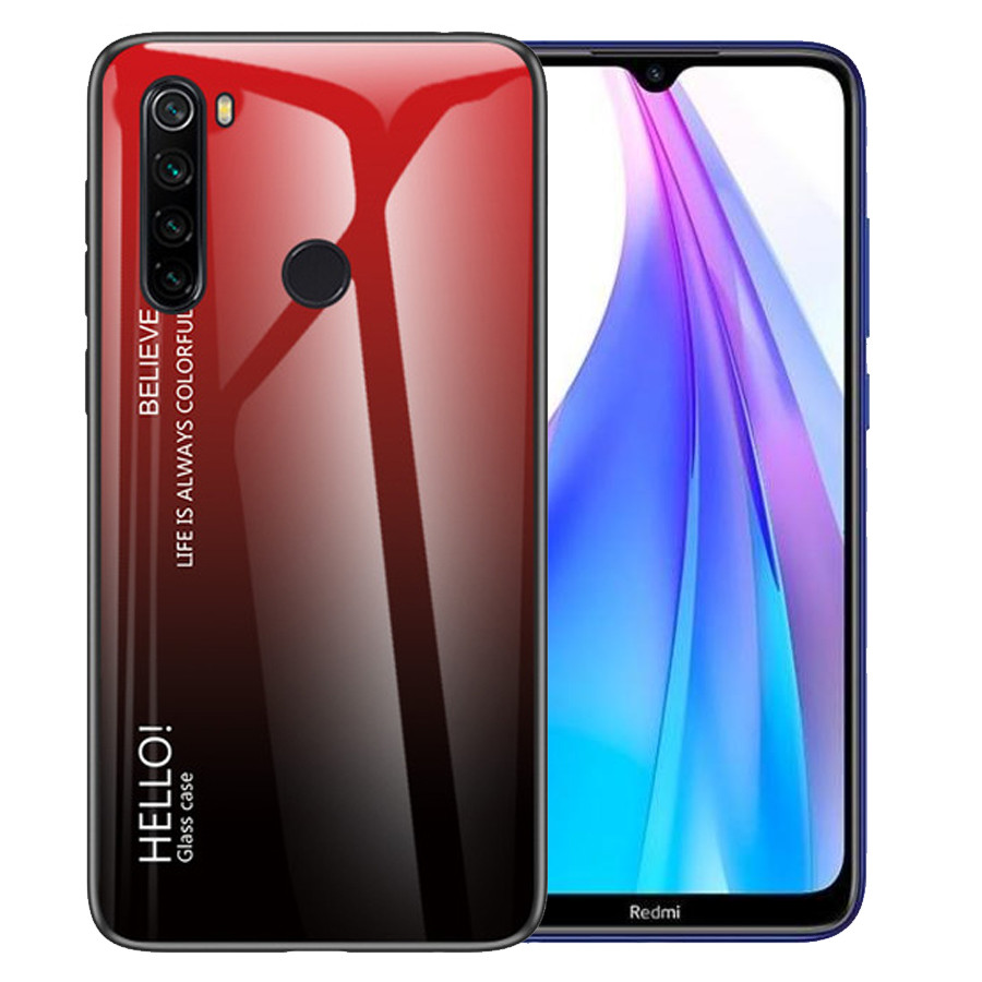 

TPU+Glass чехол Gradient HELLO для Xiaomi Redmi Note 8, Красный