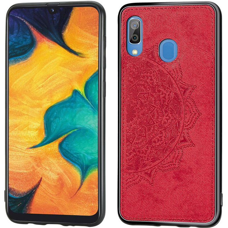 

TPU+Textile чехол для Samsung Galaxy A20 / A30 Mandala с 3D тиснением, Красный