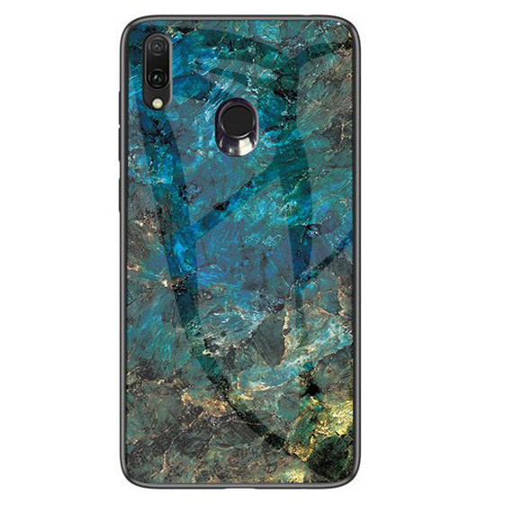 

TPU+Glass чехол Luxury Marble для Samsung Galaxy M20, Морская волна / голубой