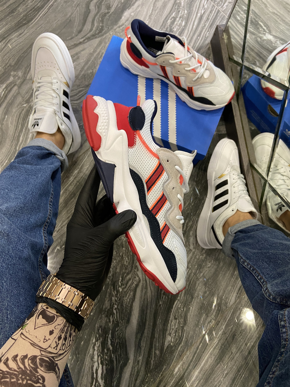 

Adidas Ozweego White Red (Белый) Мужские Кроссовки Адидас Озвего