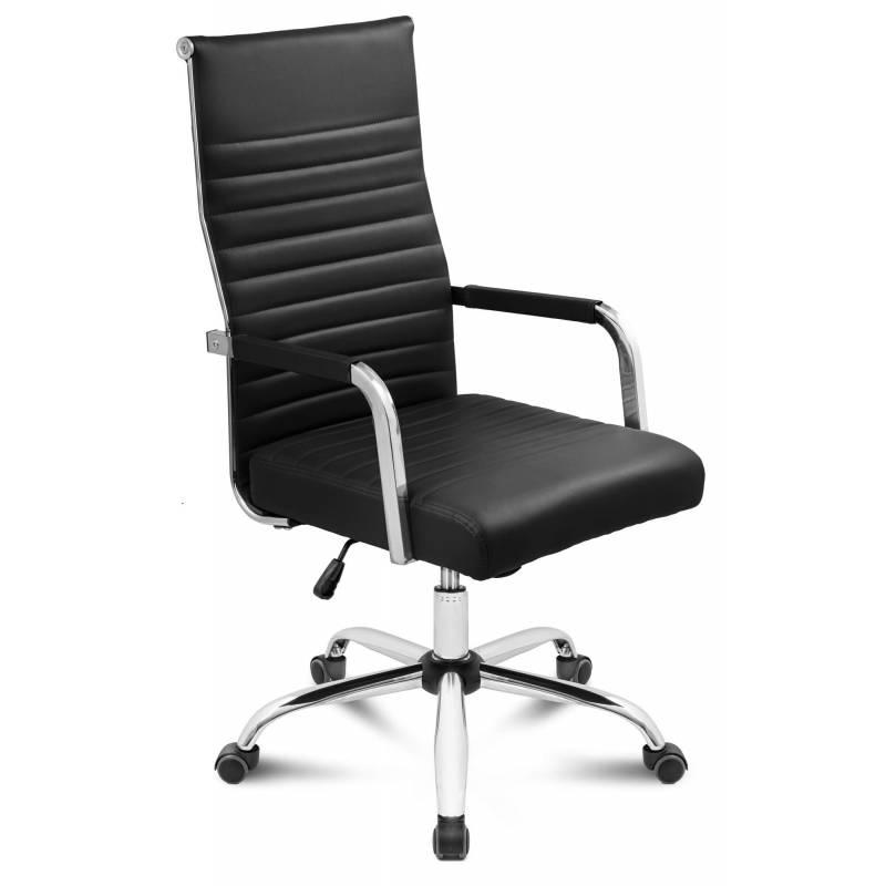 

Офисный стул на колесиках Majestic черный кресло компьютерное из экокожи с нагрузкой до 150 кг