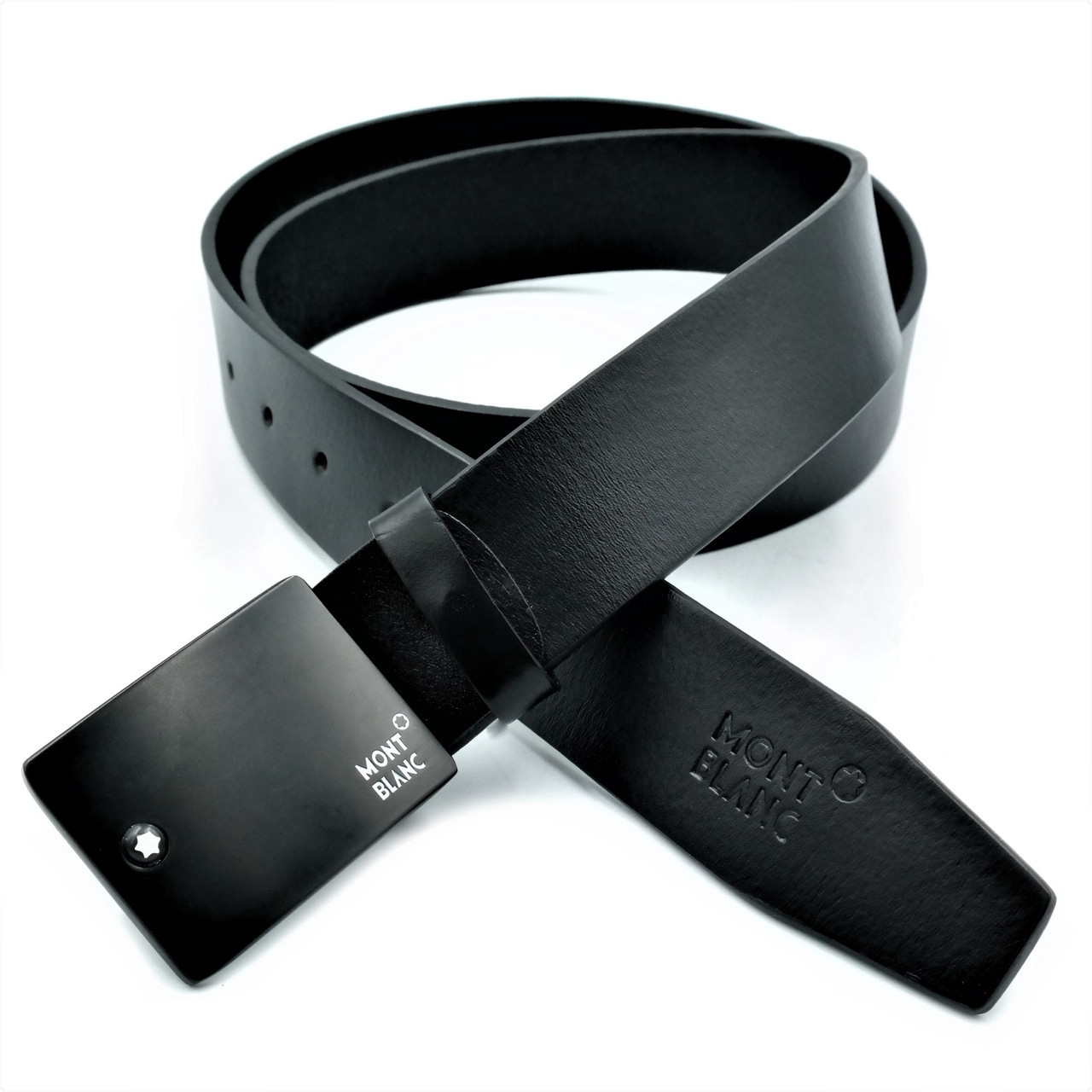 

Ремень мужской кожаный Weatro Montblanc Чёрный (mbr-40kozh-047), Черный