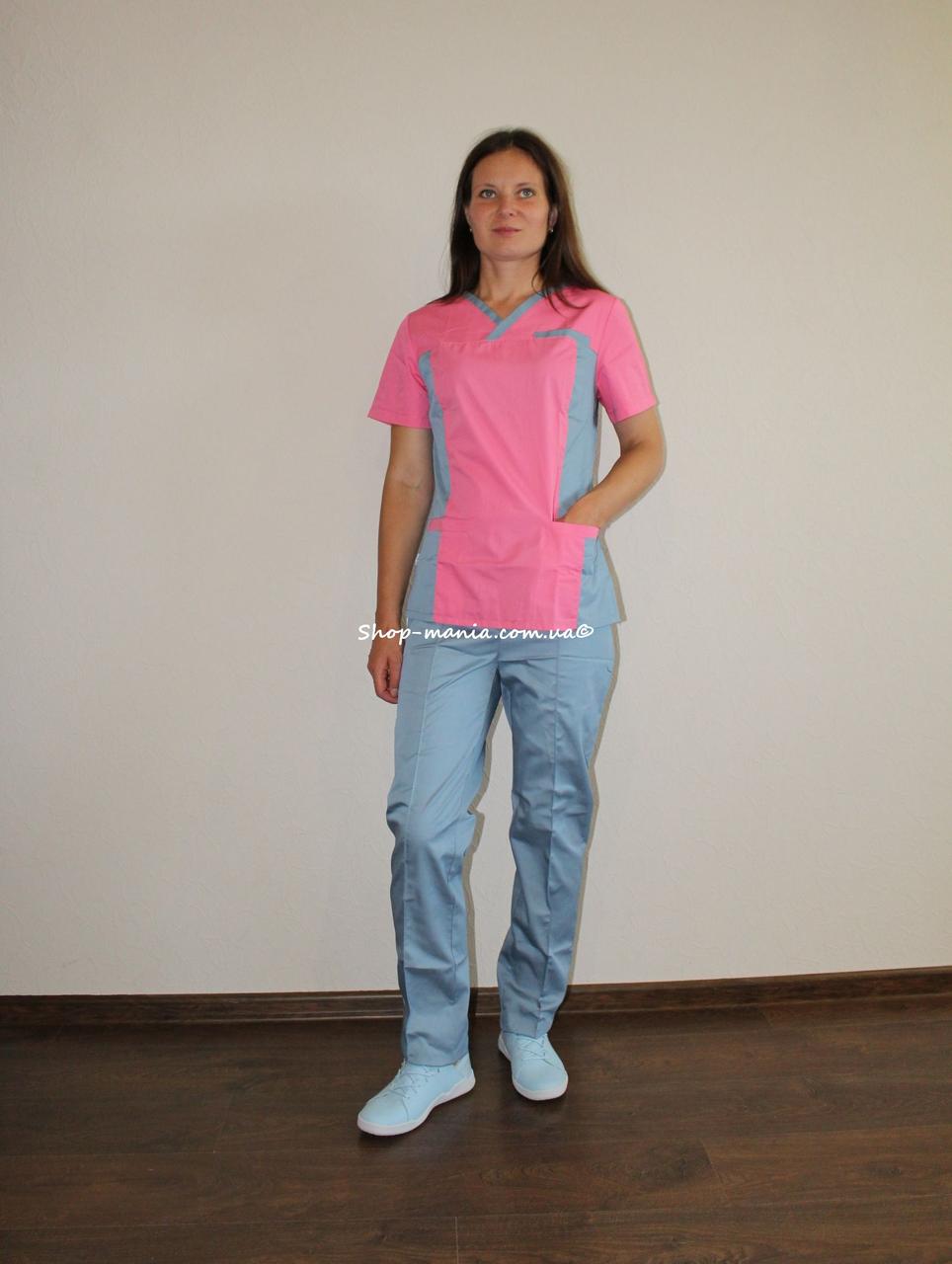 Хірургічний медичний жіночий костюм SM 1400-9 коттон Lilija 42-56 р (корал-сірий)
