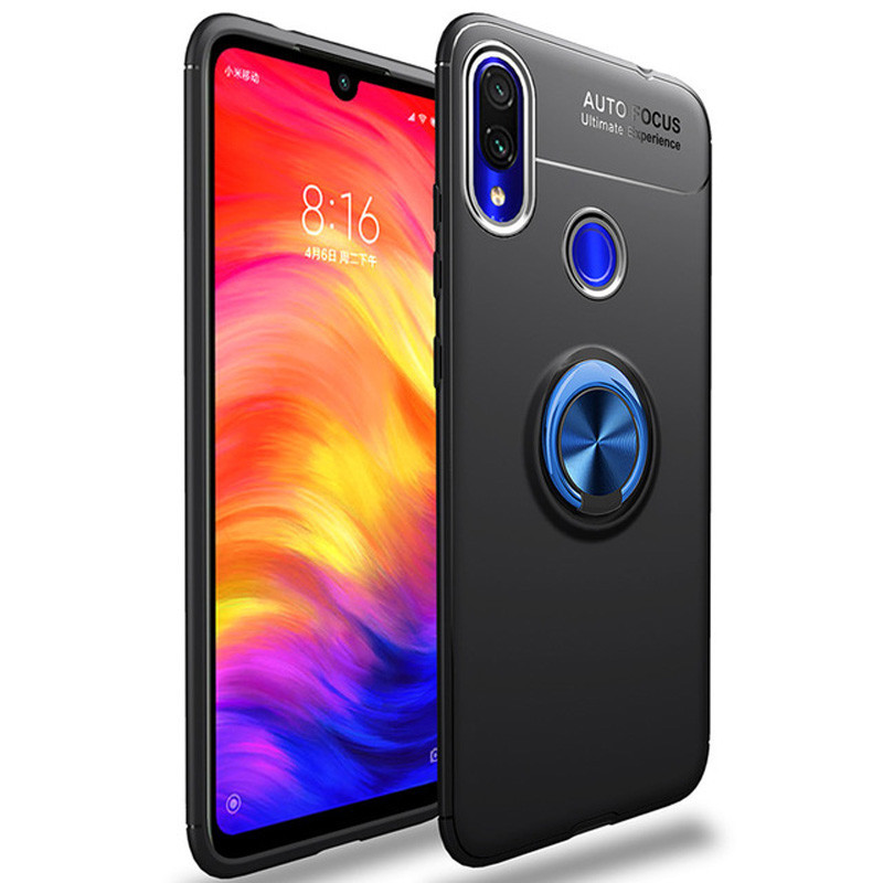 

TPU чехол Deen ColorRing под магнитный держатель для Samsung Galaxy A10s Черный / Синий