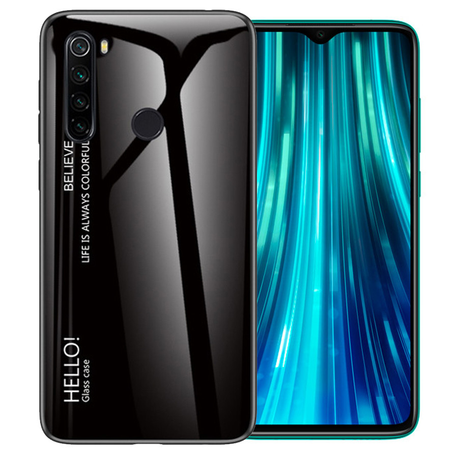 

TPU+Glass чехол Gradient HELLO для Xiaomi Redmi Note 8 Черный