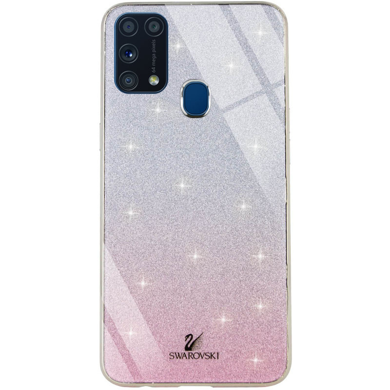

TPU+Glass чехол Swarovski для Samsung Galaxy M31 Розовый