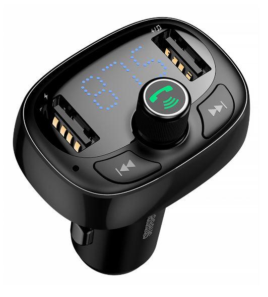 

FM-модулятор Baseus Bluetooth FM Launcher T typed S-09 c функцией зарядного устройства и громкой связью, АЗУ