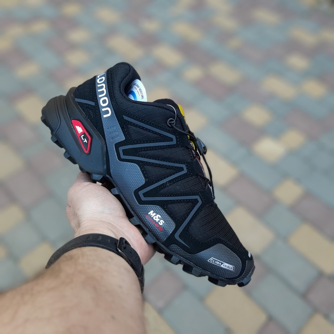 

Кроссовки мужские Salomon Speedcross 3 чёрные (белая надпись), Черный