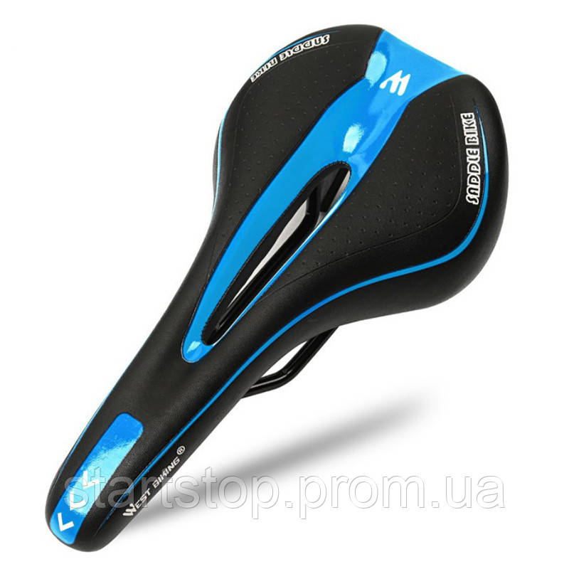 

Седло для горного велосипеда West Biking 0801102 с отверстием Black + Blue (4950-15212a)