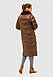 Женская куртка-плащ пуховик удлиненная стеганая с мехом Rex коричневая, фото 3