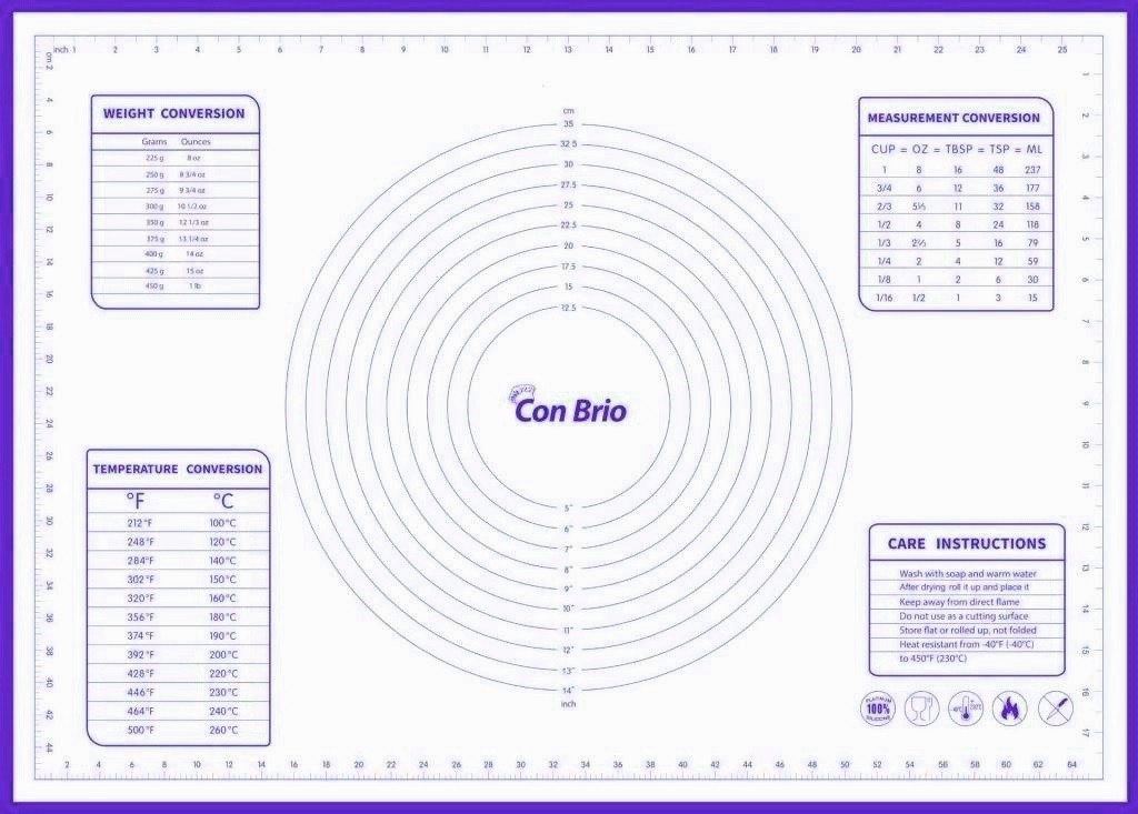 

Силиконовый коврик Con Brio для раскатки и выпечки теста 60 х 80 см синий CB-680