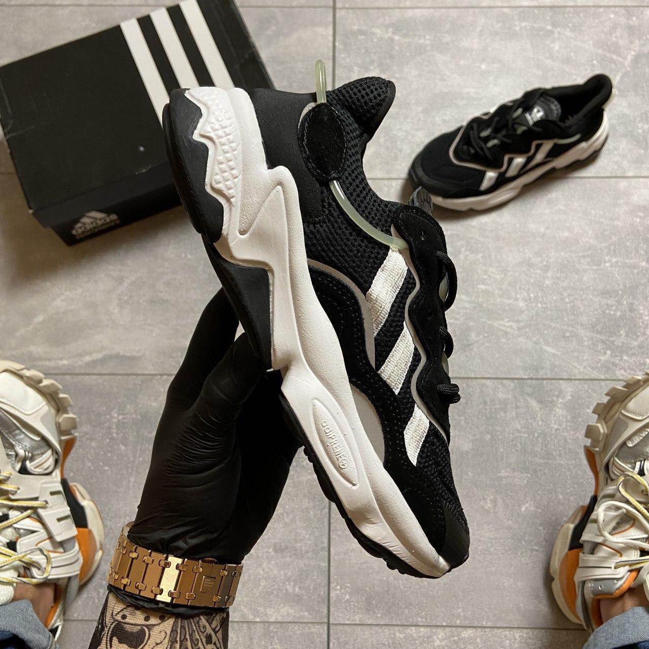 

Женские кроссовки Adidas Ozweego Black White / Адидас Озвиго Черные Белые, Черный