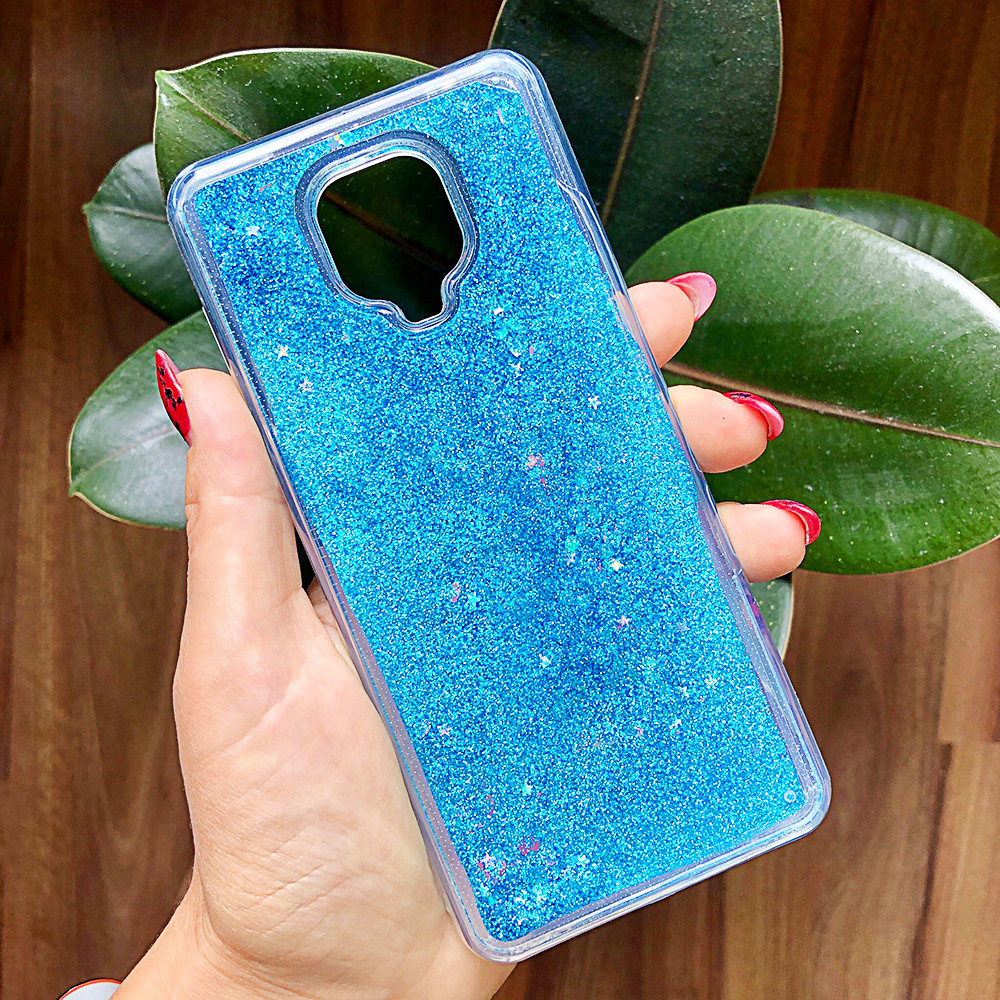 

Чехол Glitter для Xiaomi Redmi Note 9 Pro Max бампер силиконовый аквариум Синий