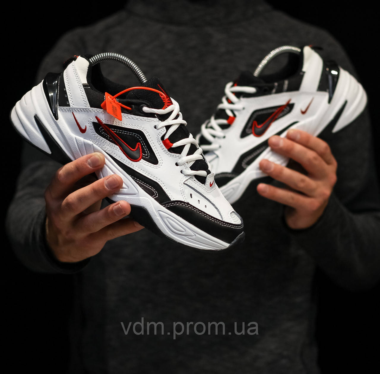 

Кроссовки мужские Nike M2K Tekno в стиле Найк М2К Техно, натуральная кожа, код DK-1379. Черные с белым