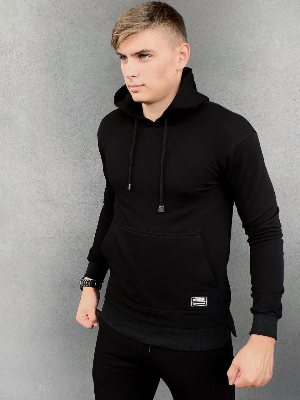 

Мужское худи Intruder 'Spark' черная толстовка кофта карман "кенгуру" размеры : S M L XL XXL S, 46, Черный