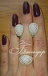 Серебряный комплект "Дамские пальчики" серьги и кольцо, фото 2