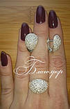 Серебряный комплект "Дамские пальчики" серьги и кольцо, фото 4