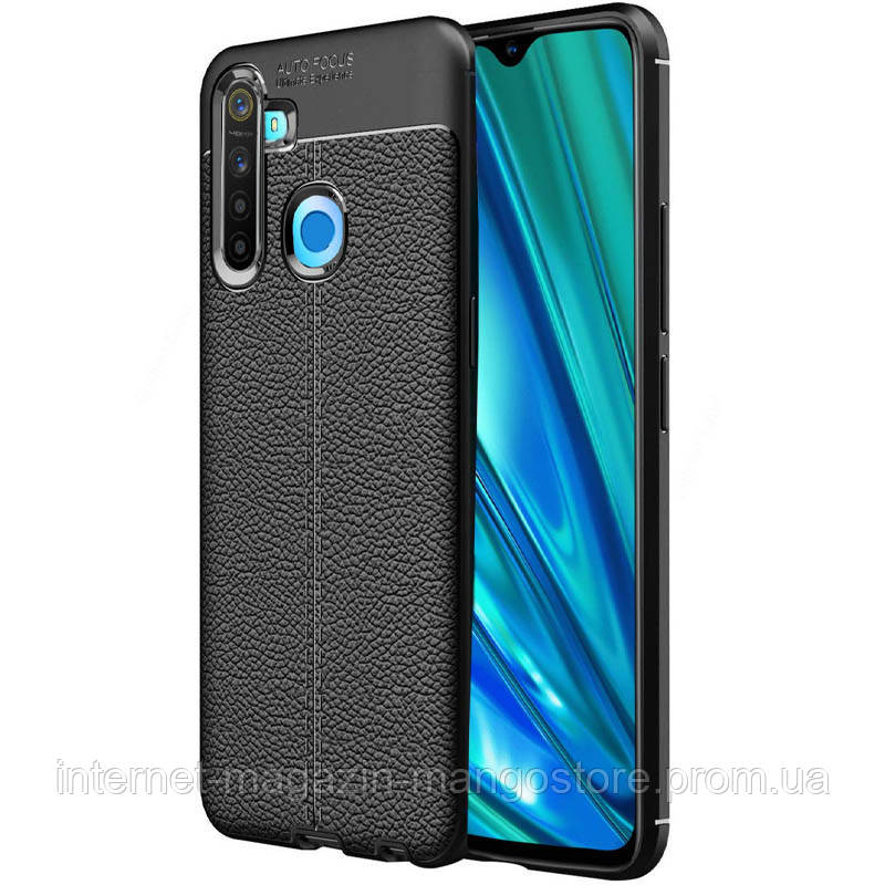 

TPU чехол фактурный (с имитацией кожи) для Realme 5 / Realme 6i, Черный