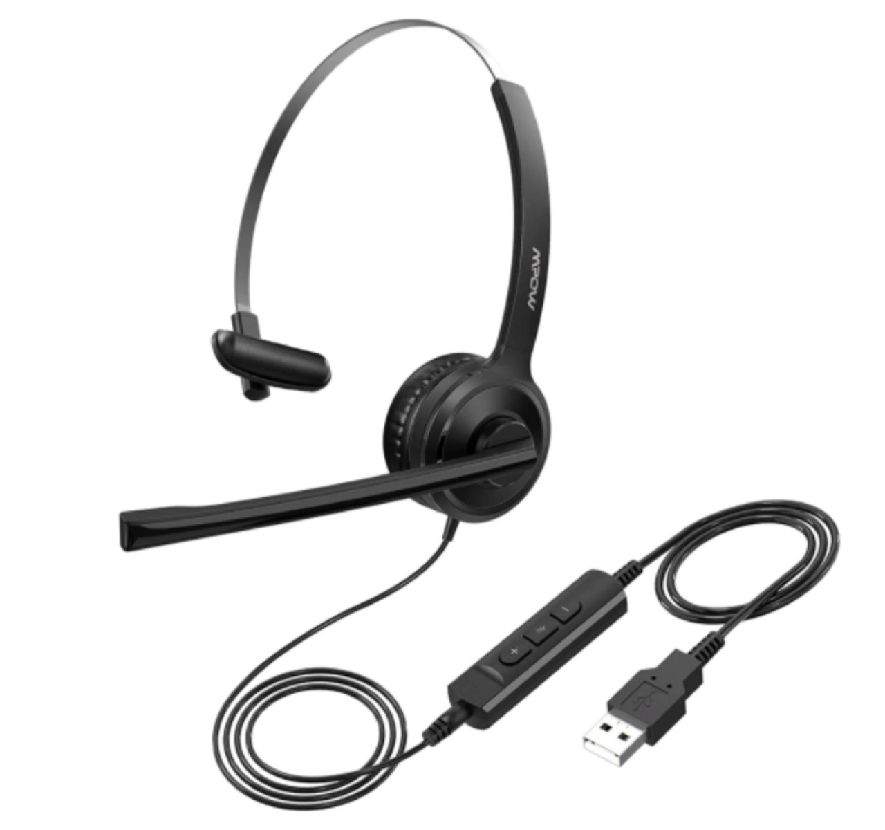 Гарнитура для колл-центра Mpow BH323 USB Headset черный, микрофон для 