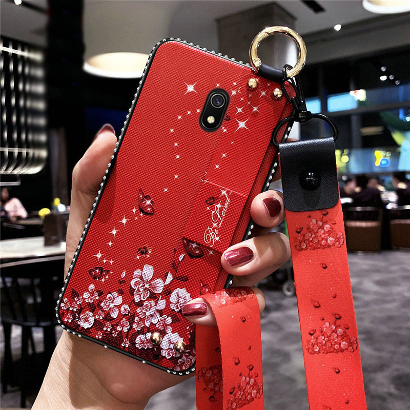 

Чехол Lanyard для Xiaomi Redmi 8A бампер с ремешком Red