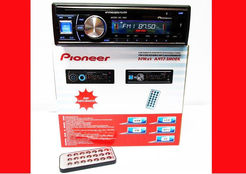 

Автомагнитола Pioneer 1093 Съемная панель Usb+Sd+Fm+Aux+ пульт