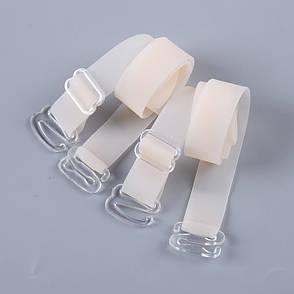Бретели силиконовые матовые бежевые с пластиковым крючком 1,5см - 416-02, фото 2
